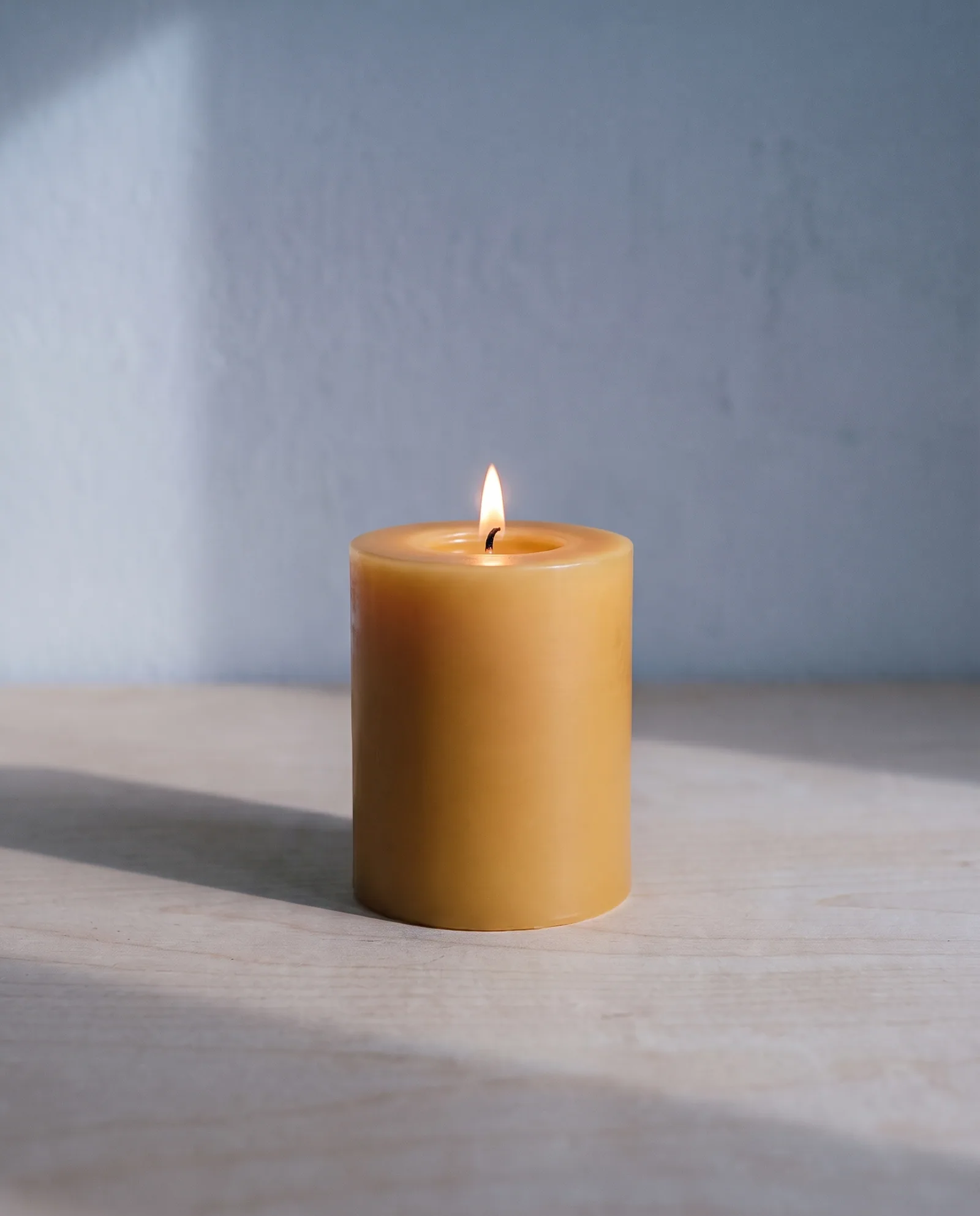 Beeswax Pillar 3×4 in — Poured pure beeswax · natural, unscented