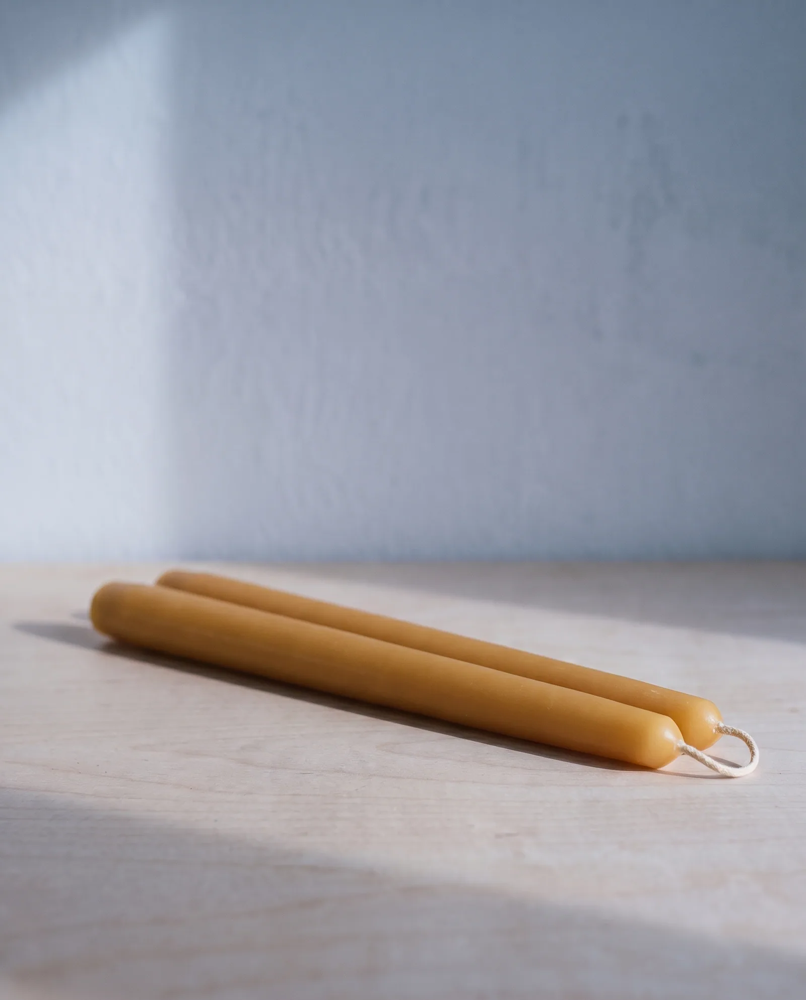 Beeswax Taper Pair — Two 10 in hand-dipped tapers · natural, unscented
