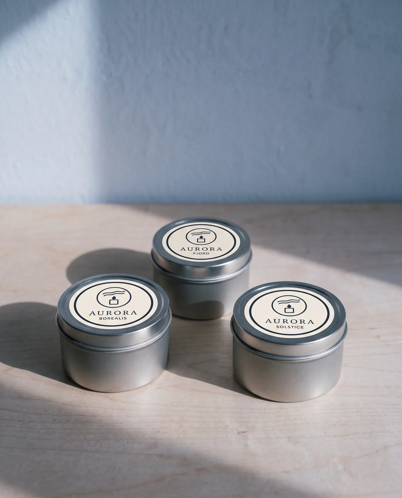 Discovery Trio — Three 4 oz travel tins — Borealis, Solstice, Fjord