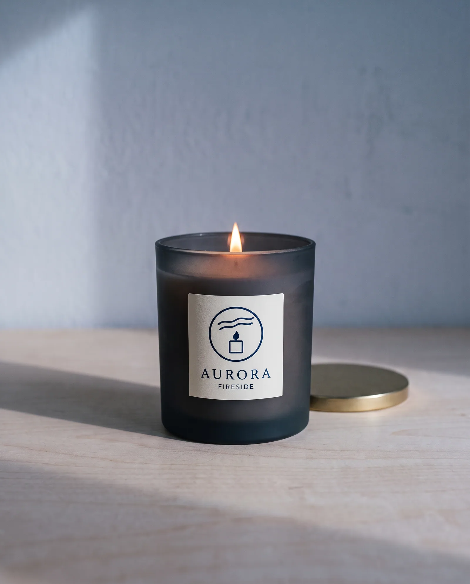 Fireside Candle 8 oz — Woodsmoke, cardamom, cedar · smoked-charcoal glass