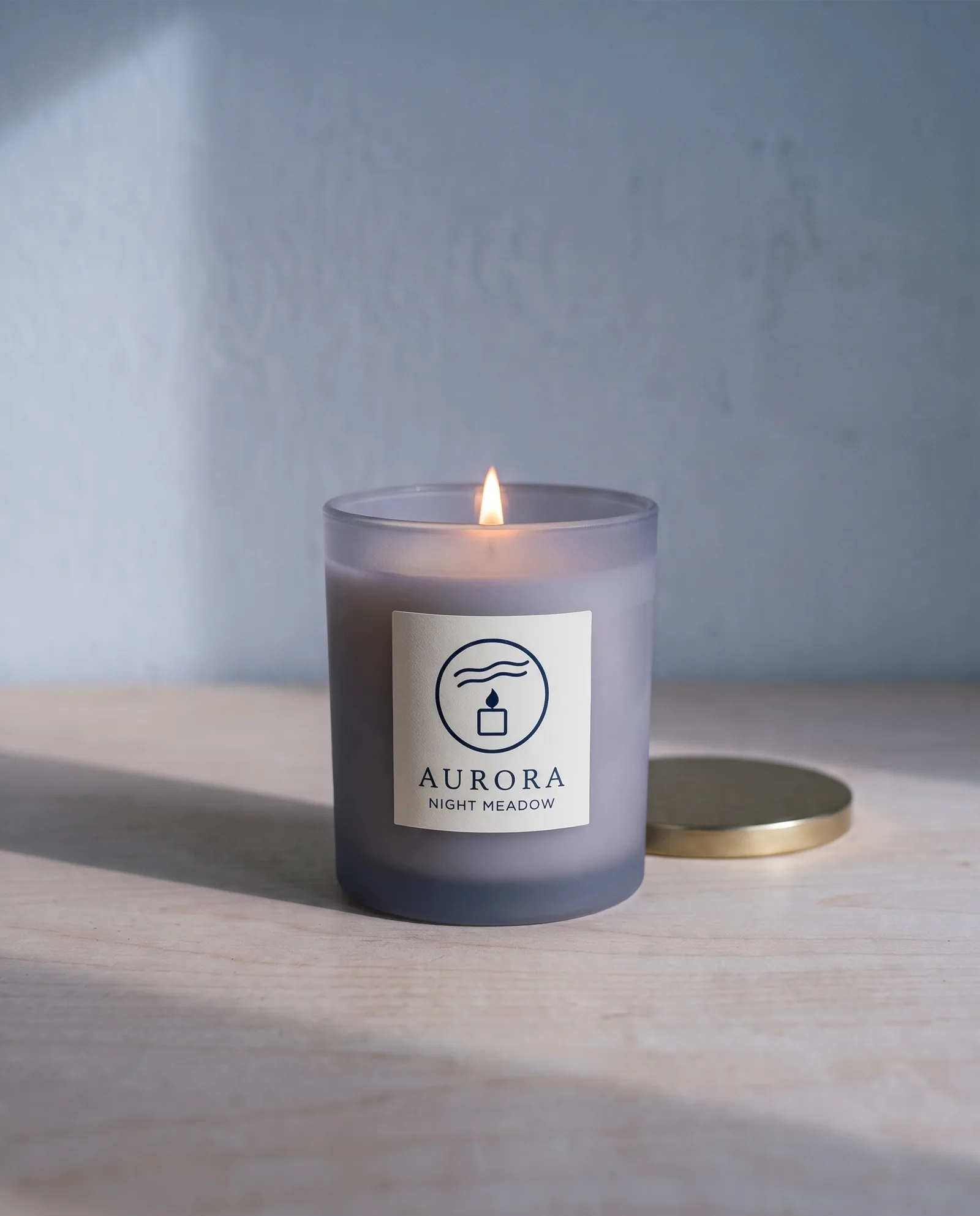 Night Meadow Candle 8 oz — Lavender, chamomile, sweet hay · dusk lavender-grey glass